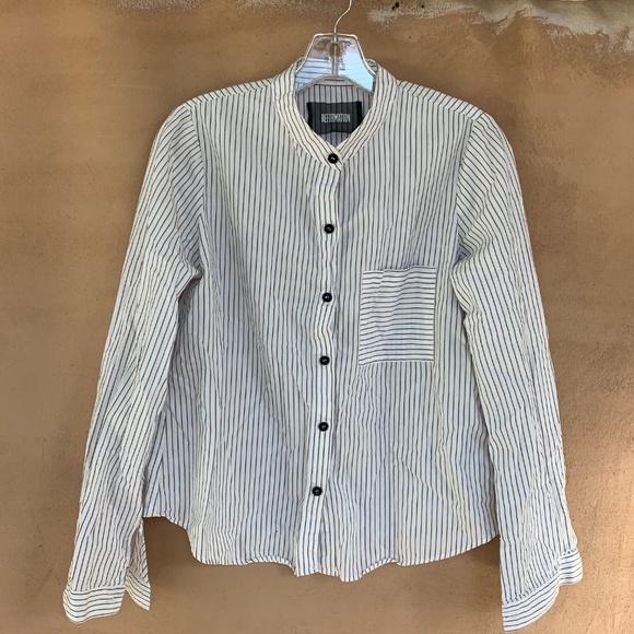 Reformation Tops - REFORMATION STRIPED BUTTON DOWN